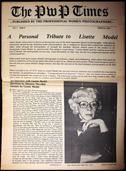 "The PWP Times" issue dedicated to Lisette Model, image ©Stephanie Cohen "The PWP Times" issue dedicated to Lisette Model, image ©Stephanie Cohen