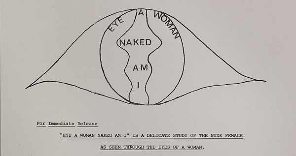 Graphic for the exhibition of Dianora Niccolini's work "Eye a Woman Naked I Am"