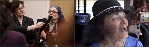 Flo Fox speaking at PWP (with then president Beth Portnoi Shaw), and out taking pictures Flo Fox speaking at PWP (with then president Beth Portnoi Shaw), and out taking pictures