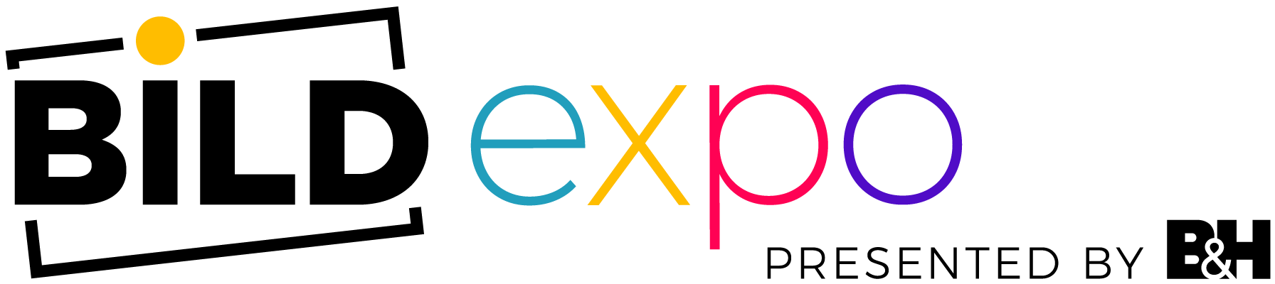 Logo for ‘Bild Expo.’ The word ‘Bild’ is in bold black letters with a yellow dot above the ‘i.’ The word ‘expo’ follows in lowercase, with each letter in a different color: ‘e’ in teal, ‘x’ in yellow, ‘p’ in pink, and ‘o’ in purple